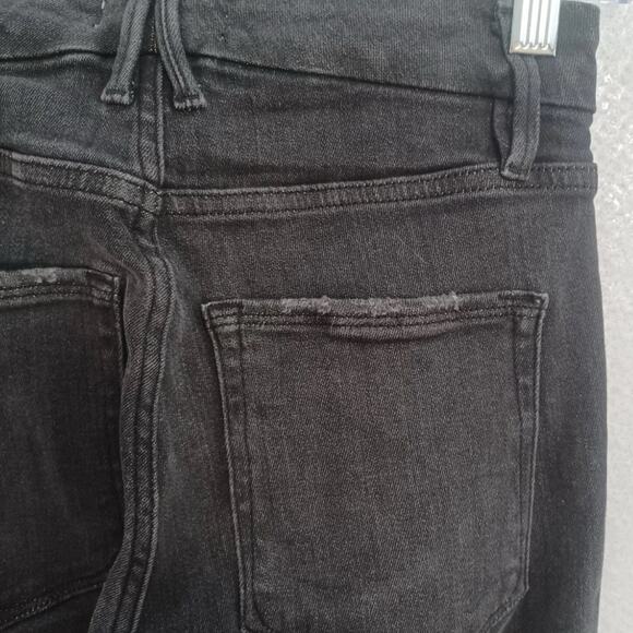 Good American GOOD LEGS CROP Jeans Size 0/25 Black Stretch Denim Raw Hem NEW - Picture 5 of 10